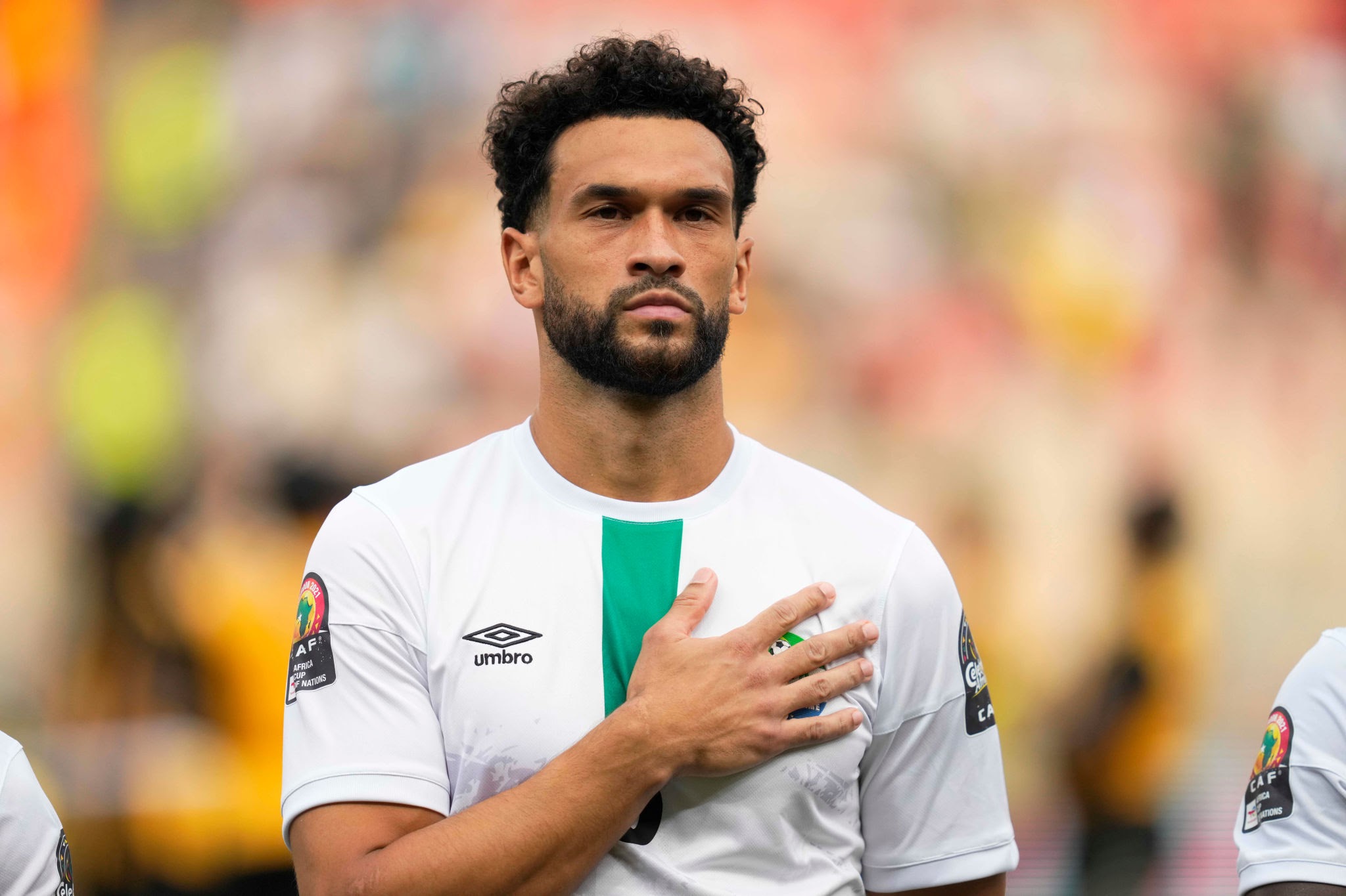 Steven Caulker of Sierra Leone during Sierra Leone versus Ivory Coast, African Cup of Nations, at Ahmadou Ahidjo Stadium on January 16, 2022. (Photo by Ulrik Pedersen/NurPhoto via Getty Images)